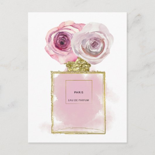 Florence Mode Perfume Flaconroze Roses Glam Briefkaart (Voorkant)