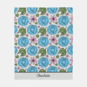 Florence naadloos patroon blauw en roze gepersonal fleece deken (Voorkant)