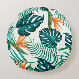 Florence naadloos patroon met bladeren. tropische  rond kussen