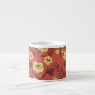 Florence naadloze bloemen, geel en rood espresso kop