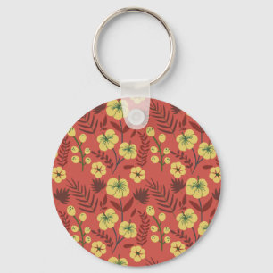 Florence naadloze bloemen, geel en rood sleutelhanger
