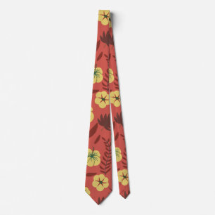 Florence naadloze bloemen, geel en rood stropdas