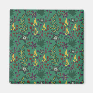 Florence naadloze patroonbloemen groene achtergron magneet