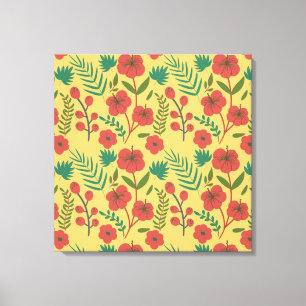 Florence naadloze rode gele bloemen canvas afdruk