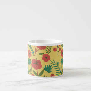 Florence naadloze rode gele bloemen espresso kop