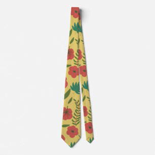 Florence naadloze rode gele bloemen stropdas