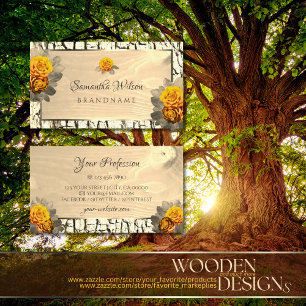 Florence Natural Light Brown Wood Grain Bark Visitekaartje