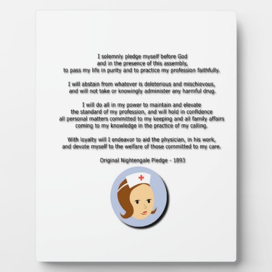 Florence Nightingale Pledge Fotoplaat (Voorkant)