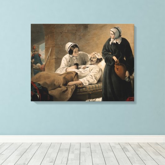 Florence Nightingale. Verkleurde lithograaf. Canvas Afdruk (Insitu (Houten vloer))