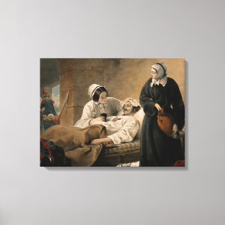 Florence Nightingale. Verkleurde lithograaf. Canvas Afdruk