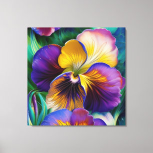 Florence Paarse en goudblauw-groene bladeren Canvas Afdruk