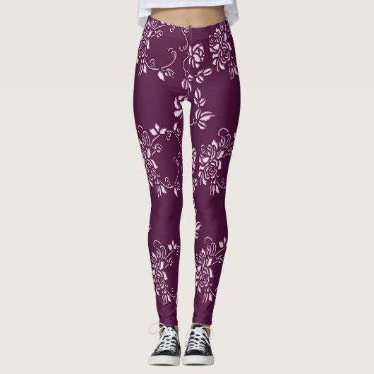Florence-paarse retro-element leggings (Voorkant)