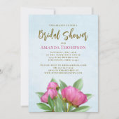 Florence Pink Botanical Elegant Peonies QR Code Kaart (Voorkant)