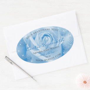 Florence Product Labels blauw Roos met palmbladere