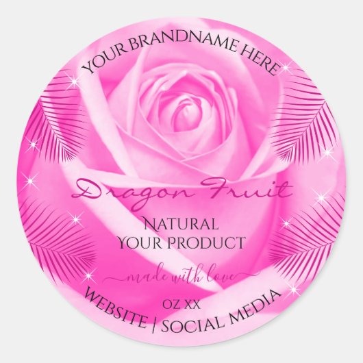Florence Product Labels Roze roze met palmbladeren (Voorkant)