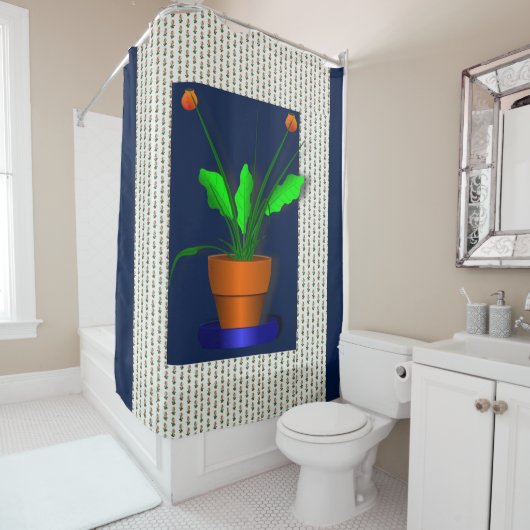 Florence rode bloempot groen douwergordijn douchegordijn (In situ)