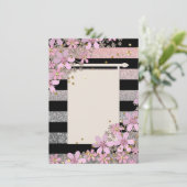 Florence roze bloemen gouden polka punts striped l kaart (Staand voorkant)