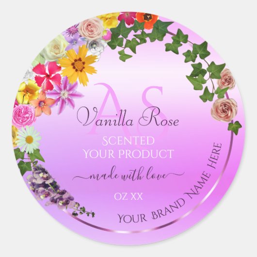 Florence roze Paarse gradiënt Etiket Monogram (Voorkant)