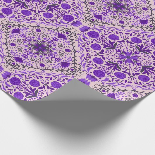 Florence-tegels in violet en katoenroze snoep cadeaupapier (Hoek)