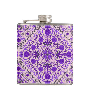 Florence-tegels in violet en katoenroze snoep heupfles