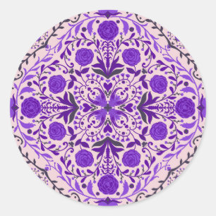 Florence-tegels in violet en katoenroze snoep ronde sticker