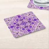 Florence-tegels in violet en katoenroze snoep vierkante kartonnen onderzetter (Schuin)
