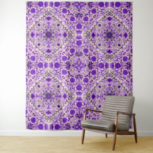 Florence-tegels in violet en katoenroze snoep wandkleed