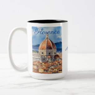 Florence uitzicht il Duomo WATERVERF JOUW NA Tweekleurige Koffiemok