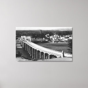 Florence, Uitzicht van de stad Oregon en brug van Canvas Afdruk
