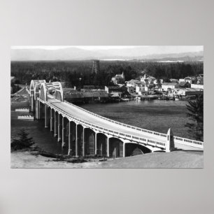 Florence, Uitzicht van Oregon en brug van Siuslaw Poster