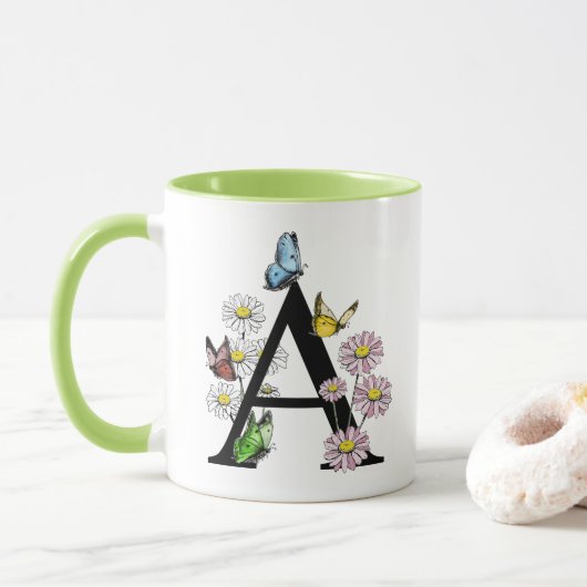 Florence Waterverf Butterfly Monogram Letter A Mok (Met donut)