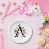 Florence Waterverf Butterfly Monogram Letter A Papieren Bordje (Feest)