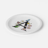 Florence Waterverf Butterfly Monogram Letter A Papieren Bordje (Gekanteld)