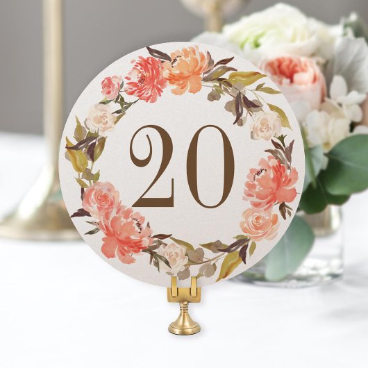 Florence Waterverf Fall Wedding Table Number Kaart