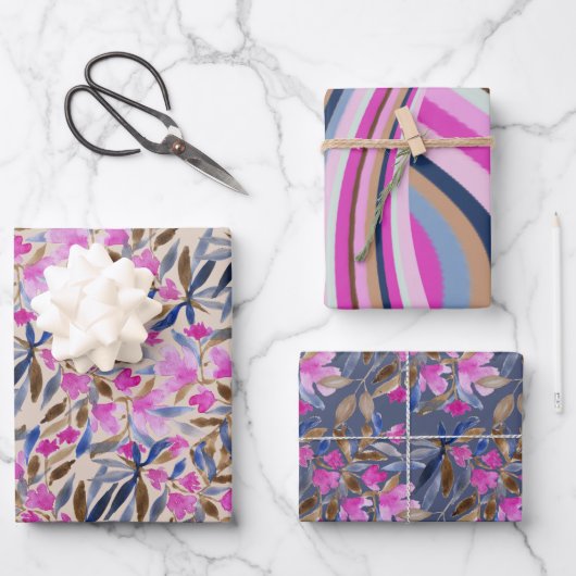 Florence Waterverf in roze Venetiaanse blauwe ceda Inpakpapier Vel (Voorkant)