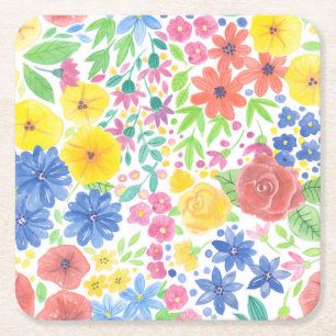 Florence-waterverf Vierkante Kartonnen Onderzetter