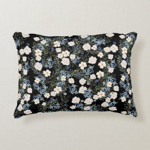 Florence Waterverf Wildbloemen Roze Blauwe Blauwe Accent Kussen