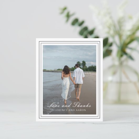 Florence White Elegante bruiloft Dank u kaart (Staand voorkant)