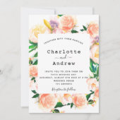 Florence white rose gold roze bruiloft kaart (Voorkant)