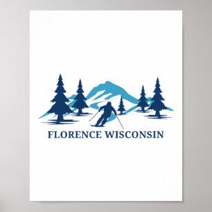 Florence Wisconsin Skigebied Skiën Skiloper Poster