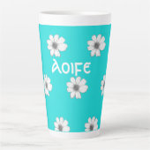 Florentieel patroon Blauwgroen Blauwe douanenaam Latte Mok (Voorkant)