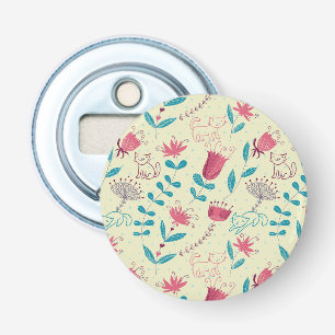 Florentieel patroon met cartoon katten button flesopener
