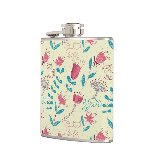 Florentieel patroon met cartoon katten heupfles (Links)