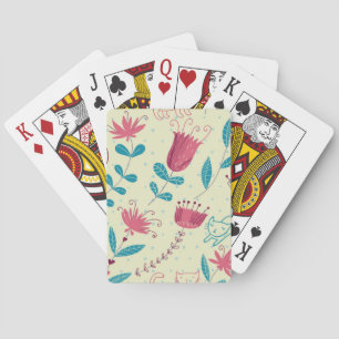 Florentieel patroon met cartoon katten pokerkaarten
