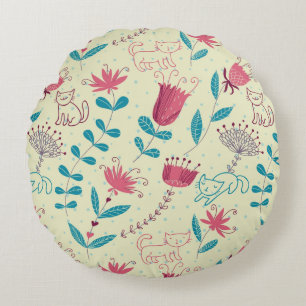 Florentieel patroon met cartoon katten rond kussen
