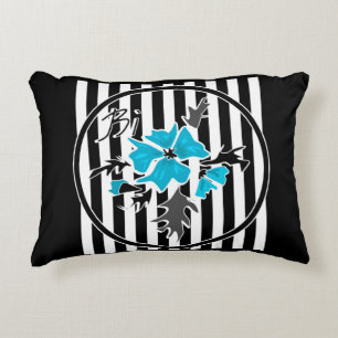 Florentieel patroon op zwarte gestreepte achtergro accent kussen