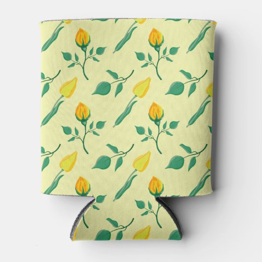 Florentijn met gele roos en tulpbloemen blikjeskoeler (Voorkant)