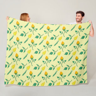 Florentijn met gele roos en tulpbloemen fleece deken