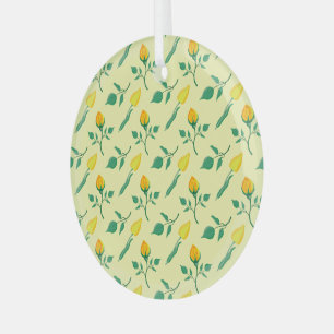 Florentijn met gele roos en tulpbloemen glas ornament