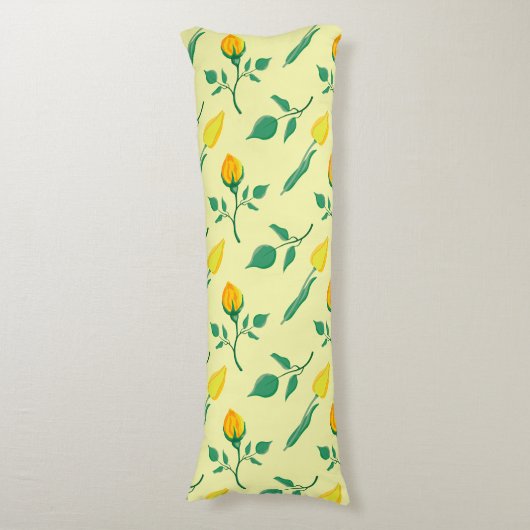 Florentijn met gele roos en tulpbloemen lichaamskussen (Voorkant Verticaal)